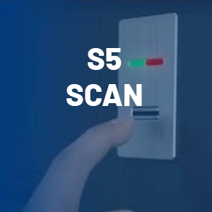 S5 Scan - 5-fach Schloss mit E-Motor und mechanischer Selbstverriegelung. Entriegelung mit Fingerabdruckscanner.